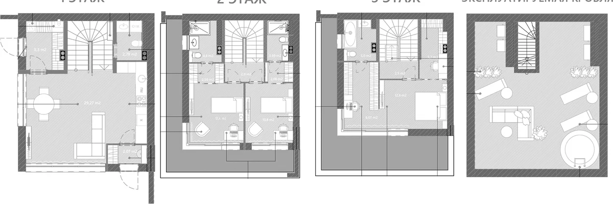 Планировка: Таунхаус 125,6 м² в ЖК «Коттеджный поселок Резиденция присутствия»