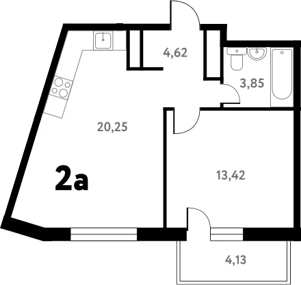 Планировка: Евродвушка 42,3 м² в ЖК «Южное Пушкино»