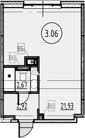 Планировка: Студия 27,5 м² в ЖК «COSMOS SMART САНКТ-ПЕТЕРБУРГ ЮЖНЫЙ ОТЕЛЬ»