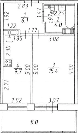 Планировка: 1-комнатная квартира 35,2 м² в ЖК «Экос»