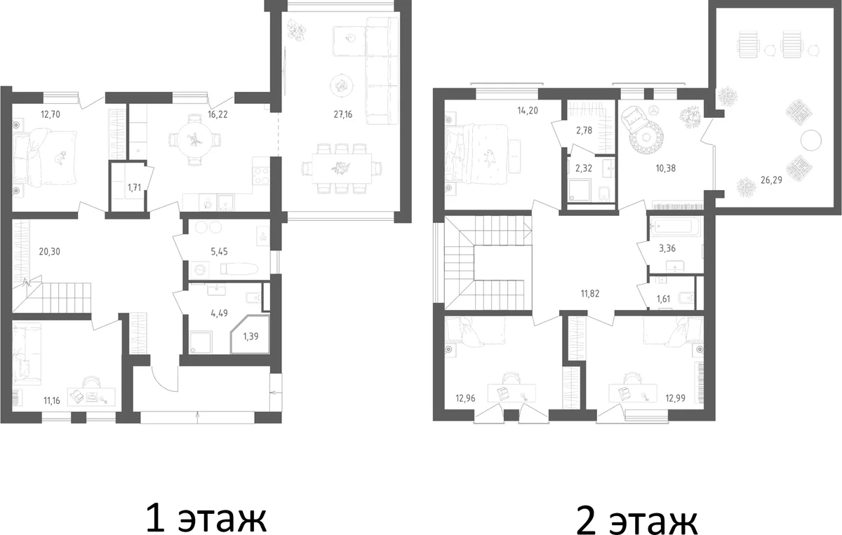 Планировка: Коттедж 199,7 м² в ЖК «Коттеджный поселок Пушкино Дом у воды»