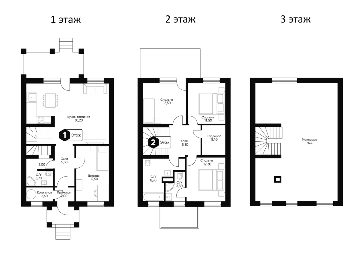 Планировка: Таунхаус 224,2 м² в ЖК «Мечта квартал Тюльпанов»