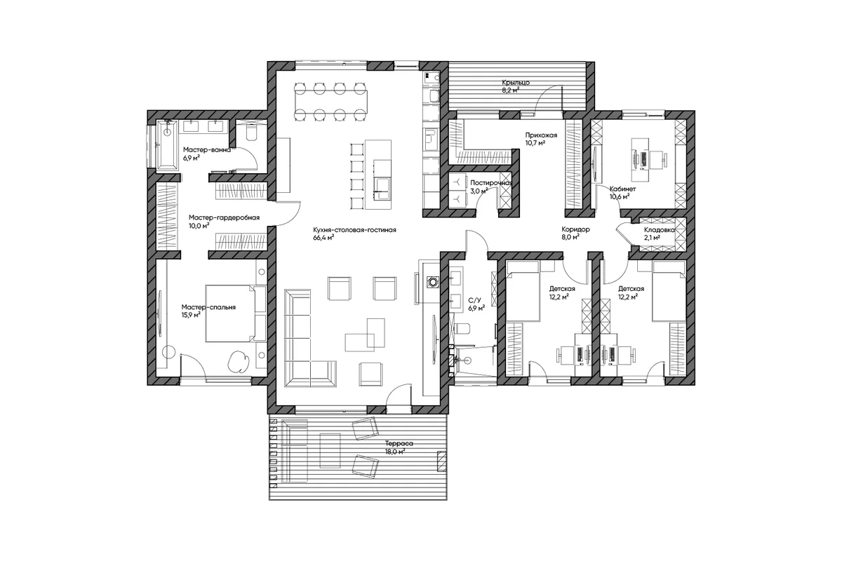 Планировка: Коттедж 174 м² в ЖК «Коттеджный поселок Villa Oivala»
