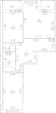 Планировка: Евротрёшка 77 м² в ЖК «Аквилон Ливз»