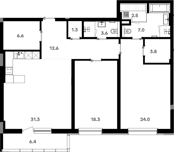 Планировка: Квартира 117,9 м² в ЖК «RIVER HOUSE Щелково»