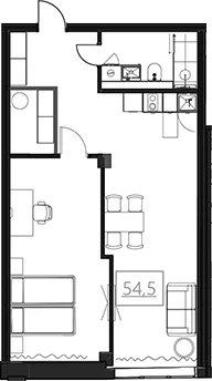 Планировка: Квартира 55,2 м² в ЖК «Омега-Апарт от Авеню Апарт»