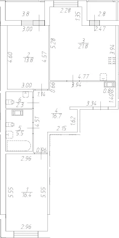 Планировка: Евротрёшка 76,5 м² в ЖК «Аквилон Ливз»