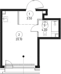 Планировка: Студия 27,6 м² в ЖК «СЕТ»