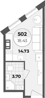 Планировка: Студия 18,4 м² в ЖК «Апарт-отель Лиговский 127»