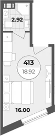 Планировка: Студия 18,9 м² в ЖК «Апарт-отель Лиговский 127»