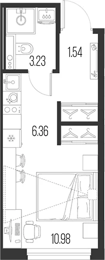 Планировка: Студия 22,1 м² в ЖК «Новая земля»