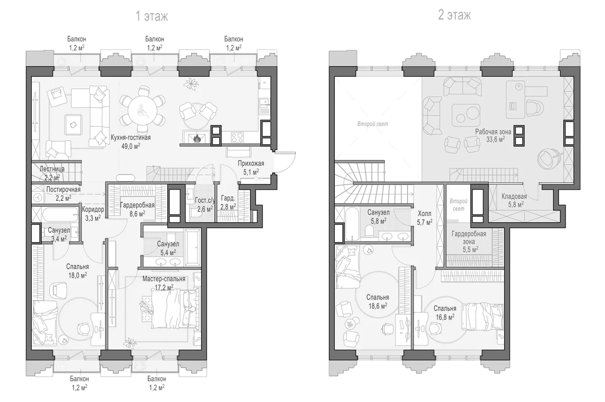Планировка: Квартира евро-5 167,2 м² в ЖК «Квартал Тишинский бульвар»