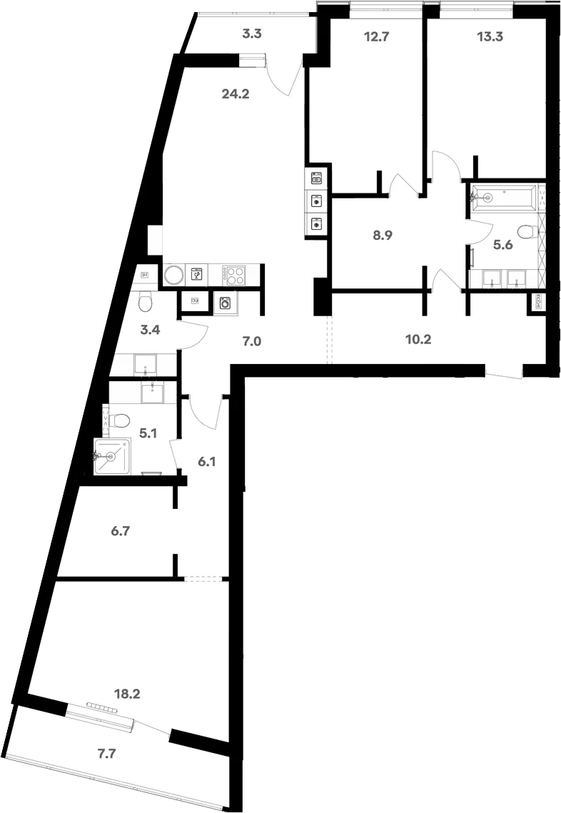 Планировка: Квартира 126 м² в ЖК «RIVER HOUSE Щелково»