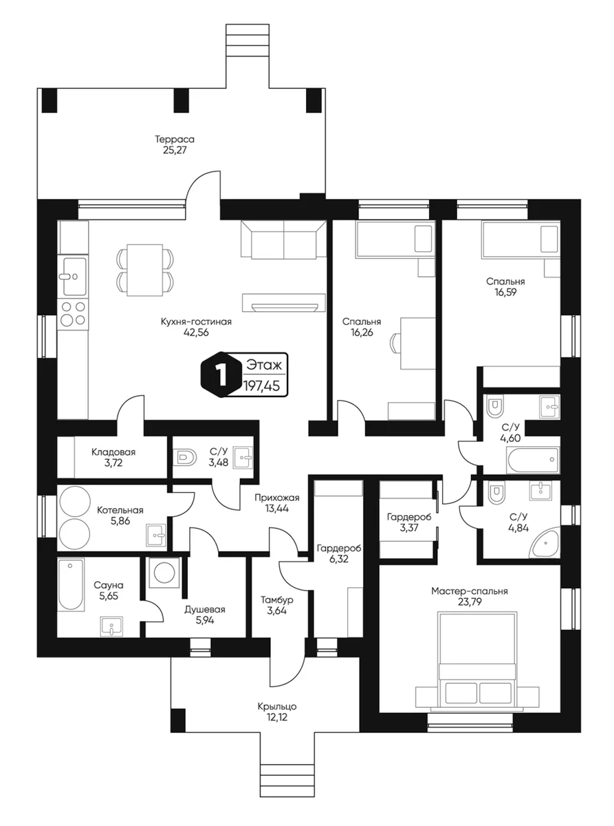 Планировка: Коттедж 177,7 м² в ЖК «Мечта квартал Лесная Мелодия»