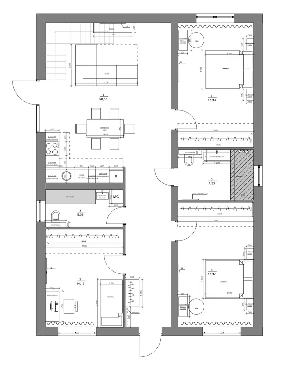 Планировка: Коттедж 113,3 м² в ЖК «Коттеджный поселок Ново-Виркино»