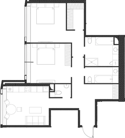 Планировка: Квартира 95,1 м² в ЖК «Дом Дау»
