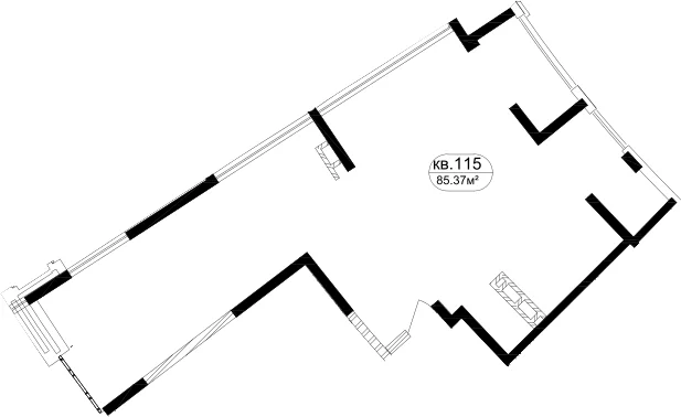 Планировка: Квартира 80,3 м² в ЖК «Маршал»