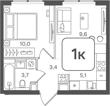 Планировка: Евродвушка 31,8 м² в ЖК «НАЗАРЕ»