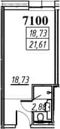 Планировка: Студия 21,6 м² в ЖК «Апарт-отель ЙЕС Приморский»