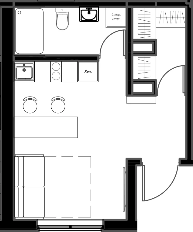 Планировка: Квартира 25,9 м² в ЖК «Мариоки»