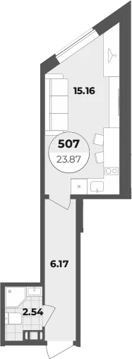 Планировка: Студия 23,9 м² в ЖК «Апарт-отель Лиговский 127»