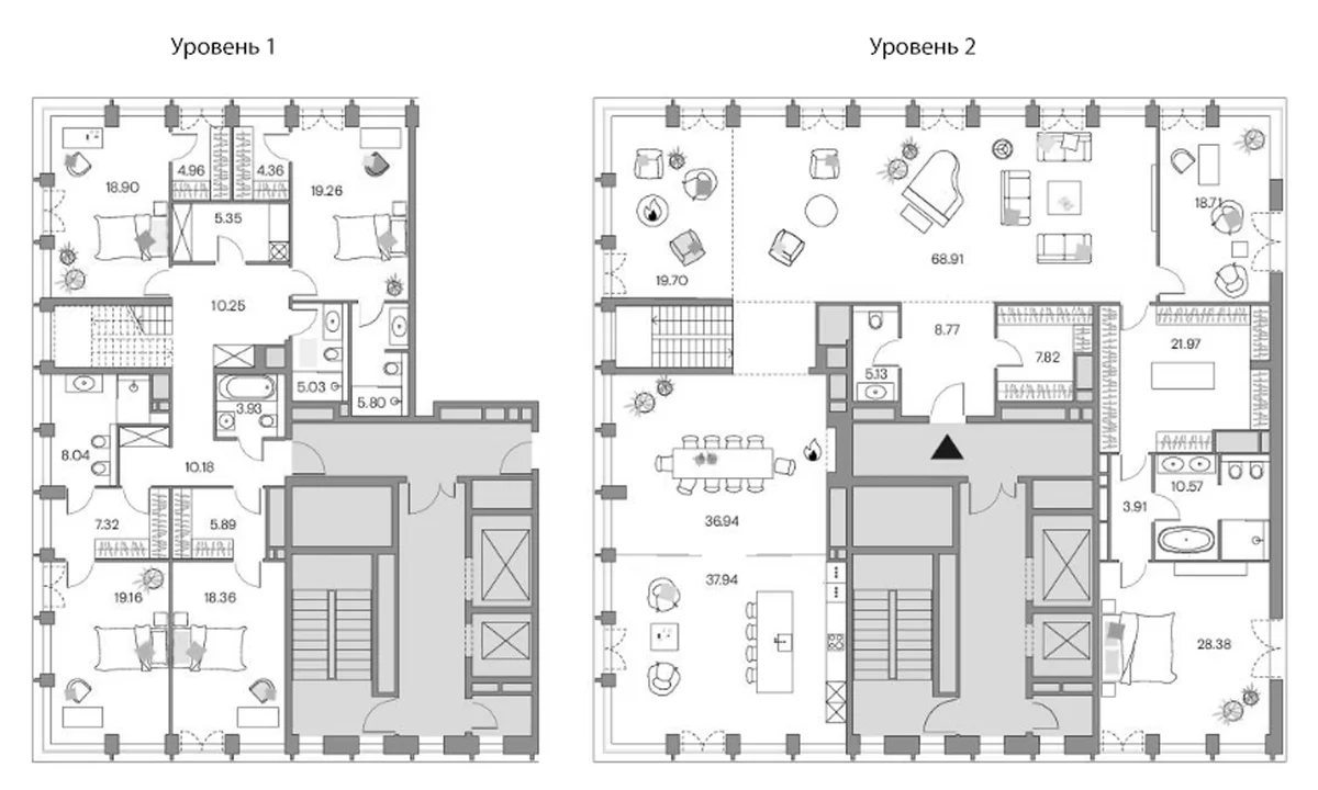 Планировка: 6-комнатная квартира 434,4 м² в ЖК «Lucky»