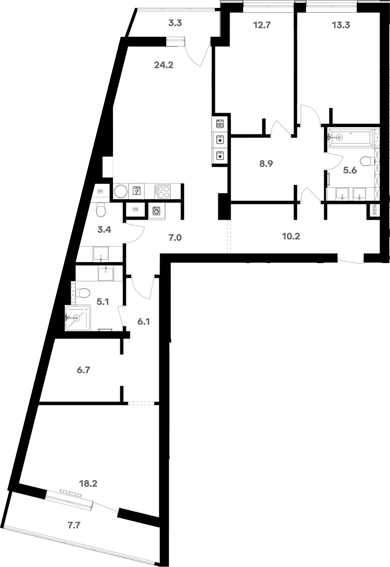Планировка: Квартира 125,8 м² в ЖК «RIVER HOUSE Щелково»
