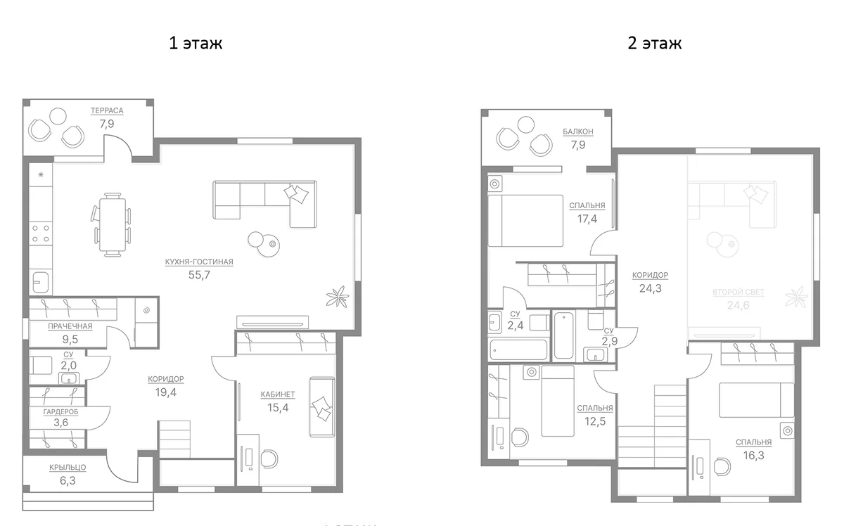 Планировка: Коттедж 189,2 м² в ЖК «Коттеджный поселок Ново-Соколово»