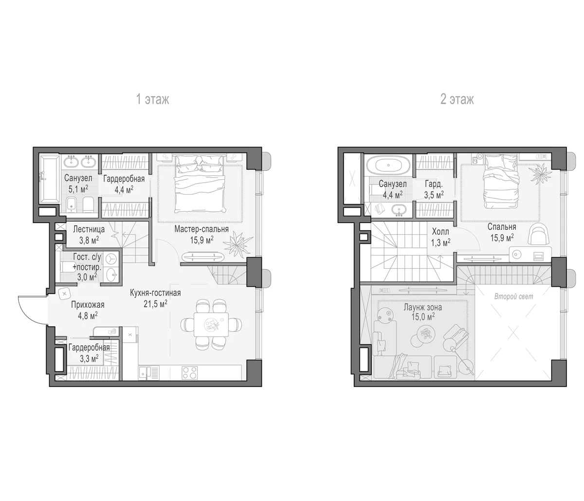 Планировка: Евротрёшка 88,4 м² в ЖК «Дом Палашёвский 11»