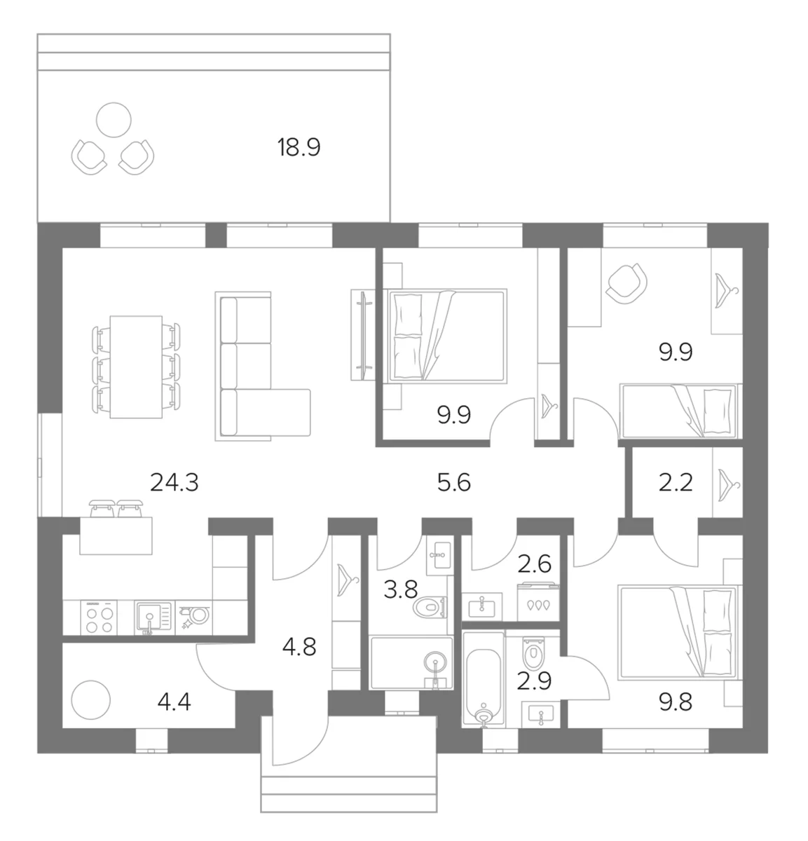 Планировка: Коттедж 81,5 м² в ЖК «Коттеджный поселок Павловская Ривьера»
