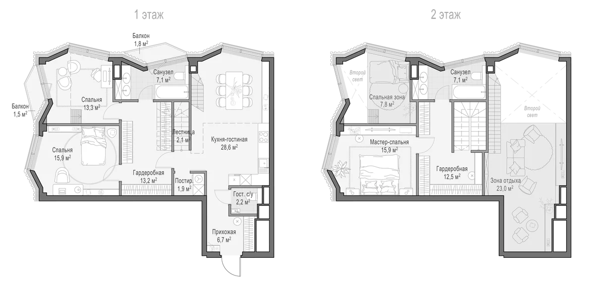 Планировка: Квартира евро-4 124,9 м² в ЖК «Квартал Тишинский бульвар»