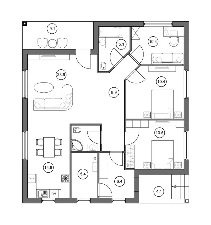 Планировка: Коттедж 110,7 м² в ЖК «Коттеджный поселок Скопино-Шуйское»