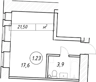 Планировка: Студия 21,5 м² в ЖК «пр-кт Обуховской Обороны, 42 к2»