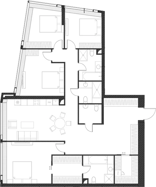 Планировка: Квартира 163,2 м² в ЖК «Дом Дау»