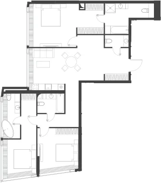 Планировка: Квартира 123,1 м² в ЖК «Дом Дау»