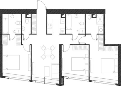Планировка: Квартира 102,4 м² в ЖК «Дом Дау»