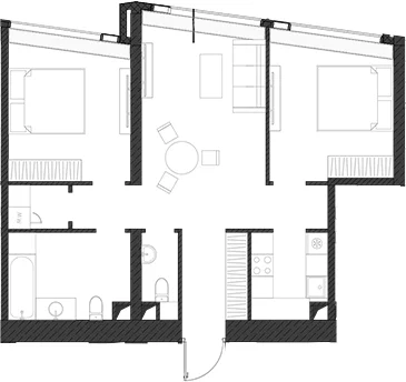 Планировка: Квартира 73,7 м² в ЖК «Дом Дау»