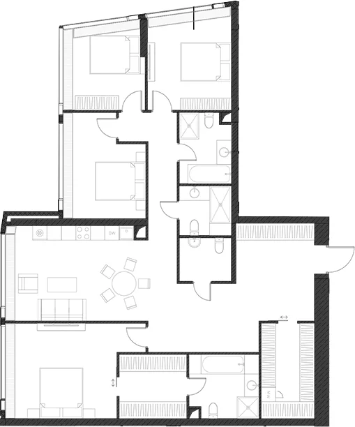 Планировка: Квартира 167,5 м² в ЖК «Дом Дау»