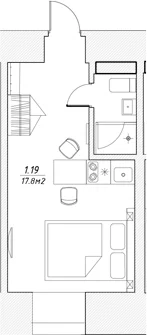 Планировка: Студия 17,8 м² в ЖК «Апарт-отель 3* в Петровском пер., 4»