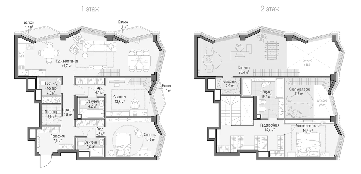Планировка: Квартира евро-4 145,3 м² в ЖК «Квартал Тишинский бульвар»