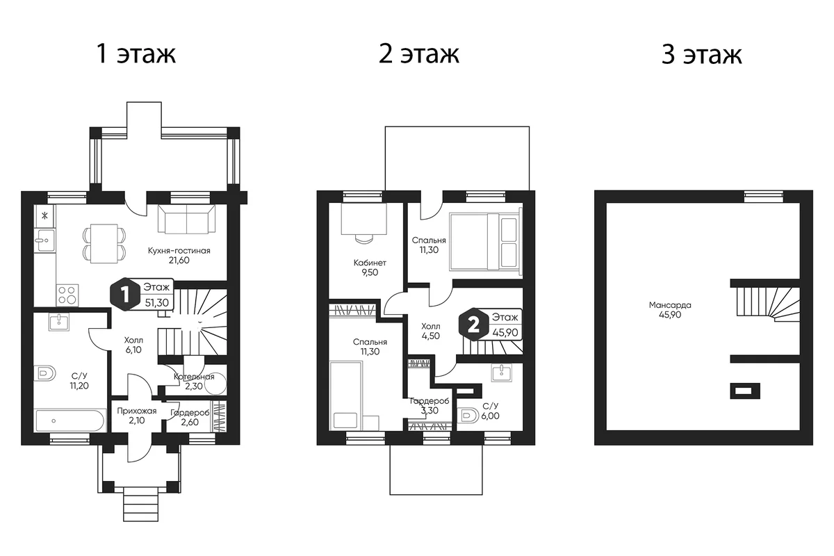 Планировка: Таунхаус 188,2 м² в ЖК «Мечта квартал Тюльпанов»