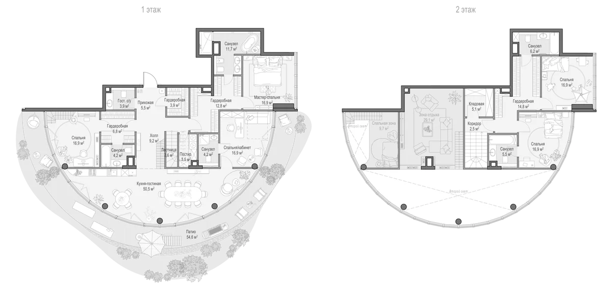 Планировка: 5-комнатная квартира 238,3 м² в ЖК «Клубный квартал Фрунзенский»