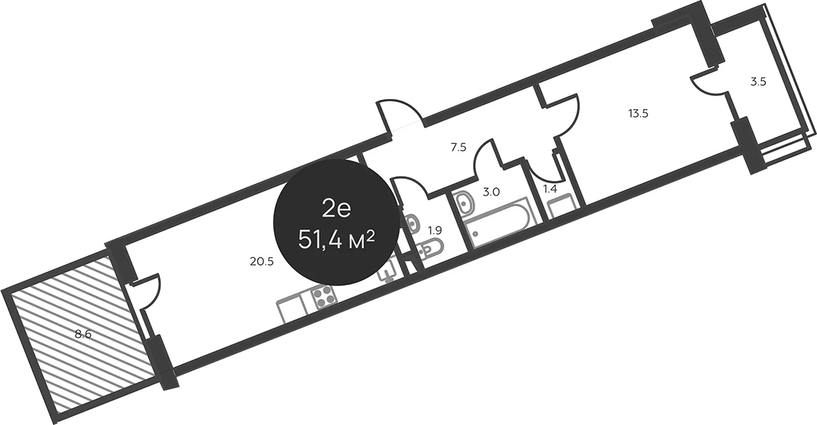 Планировка: Евродвушка 47,8 м² в ЖК «Павлово 3»