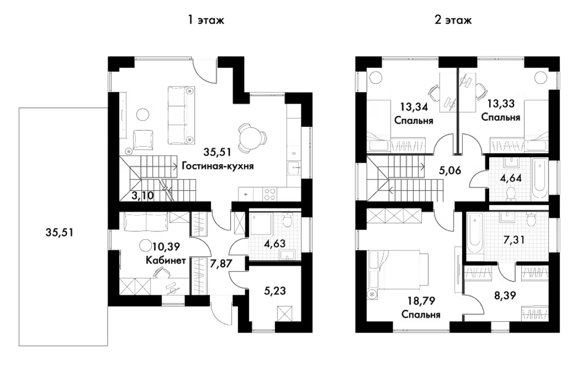 Планировка: Коттедж 135,6 м² в ЖК «Коттеджный поселок Сабурово Клаб»