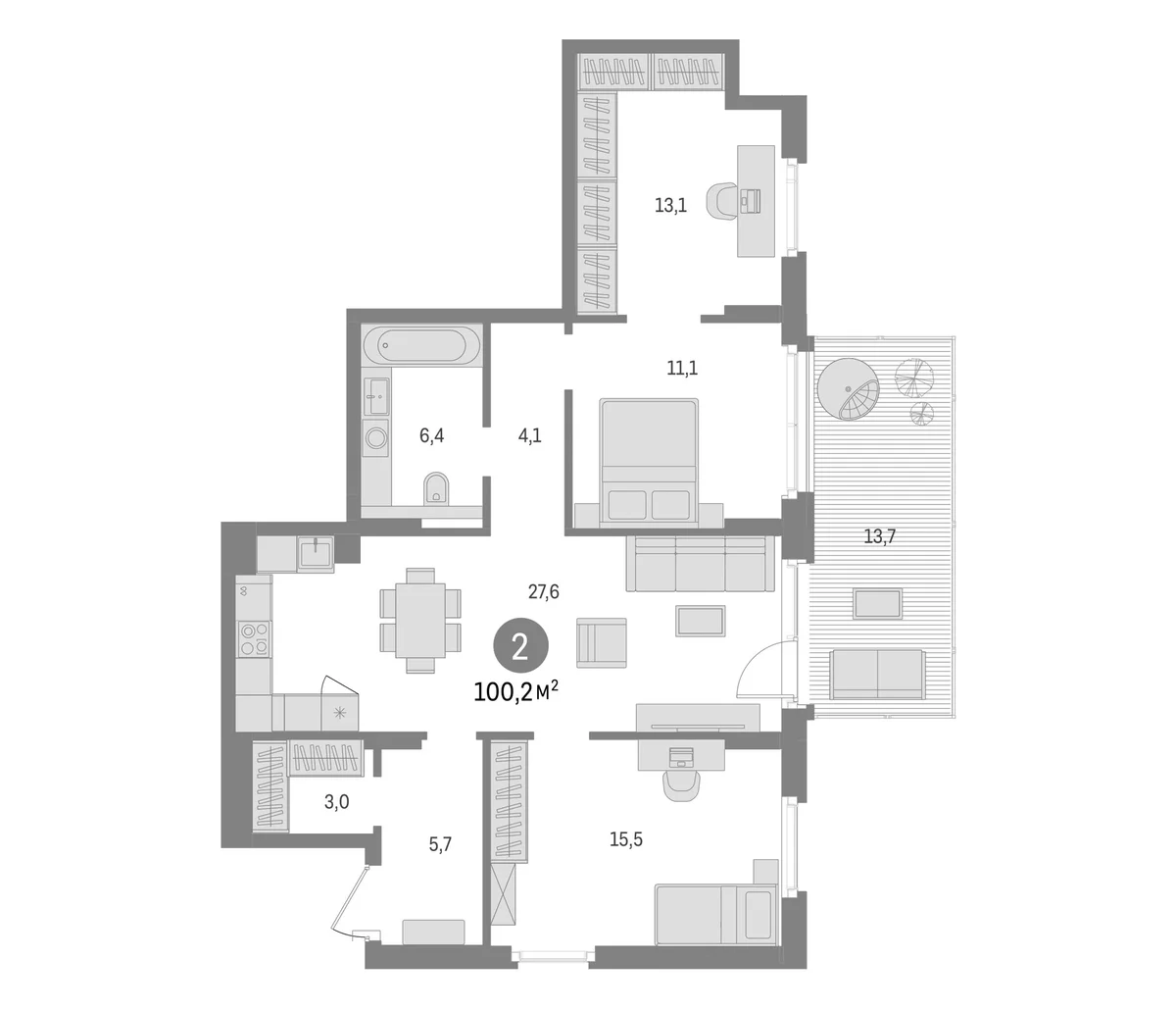 Планировка: Квартира евро-4 86,5 м² в ЖК «Брусника в Новоселье»