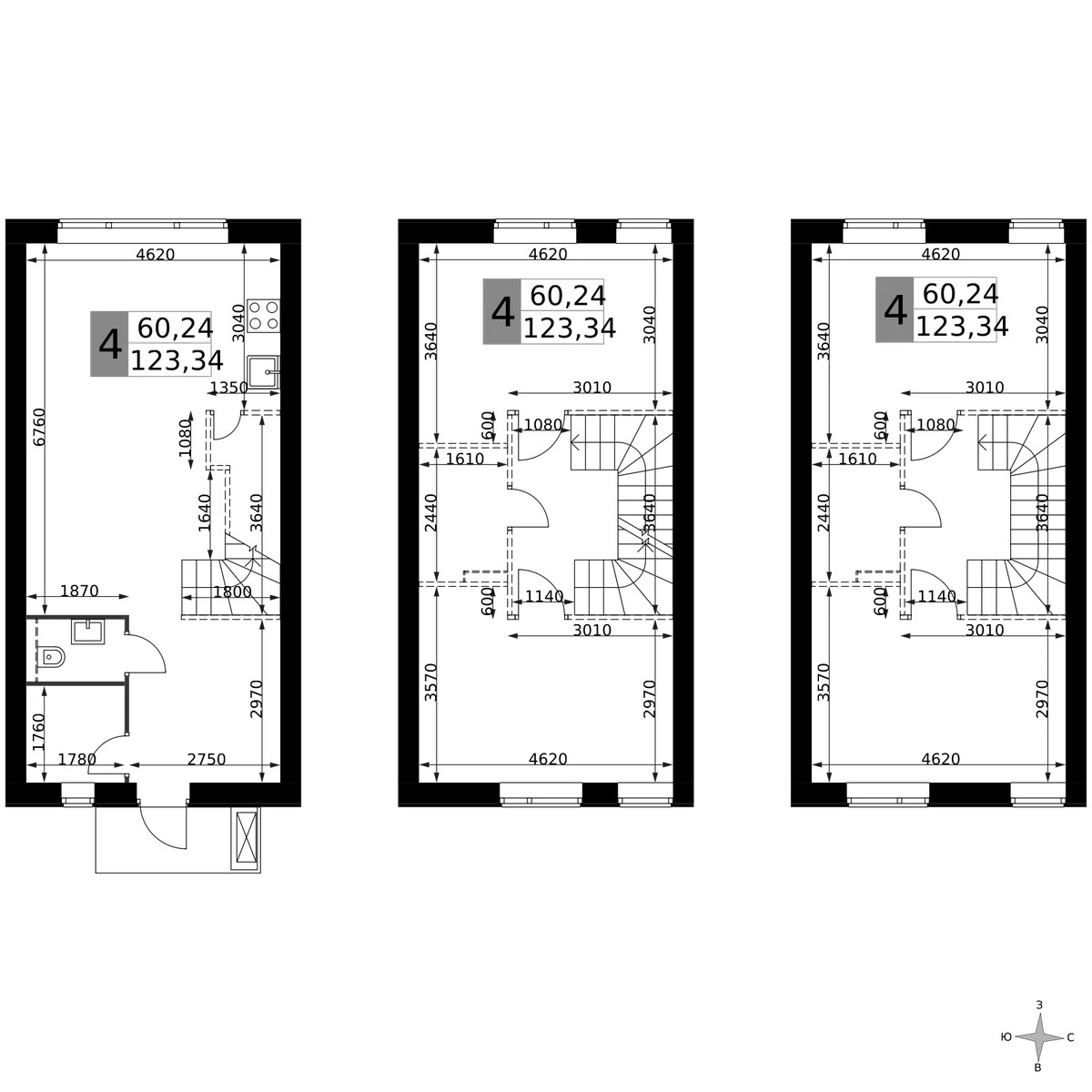 Планировка: Таунхаус 123,3 м² в ЖК «Мартемьяново Клаб»