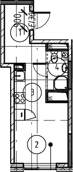Планировка: Студия 21,3 м² в ЖК «Форевиль»