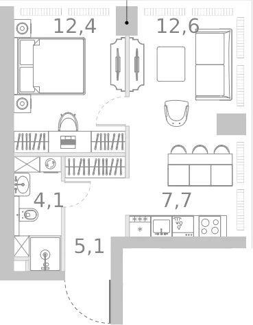 Планировка: Евродвушка 41,9 м² в ЖК «Ривер Парк Кутузовский»