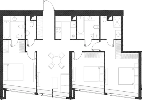 Планировка: Квартира 102,4 м² в ЖК «Дом Дау»