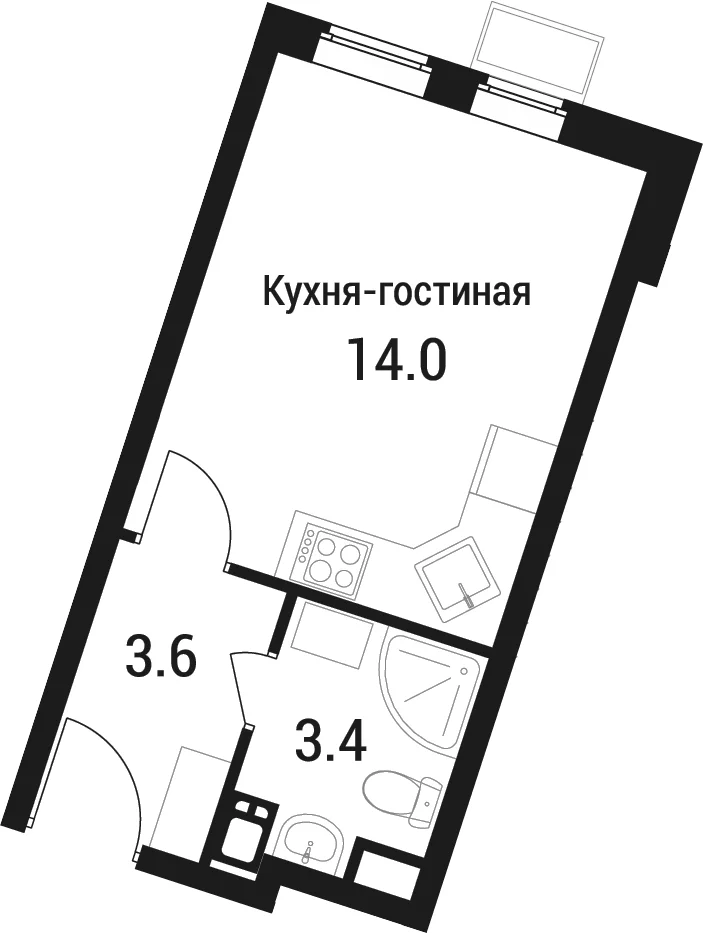 Планировка: Студия 21 м² в ЖК «Дом в Малаховке»
